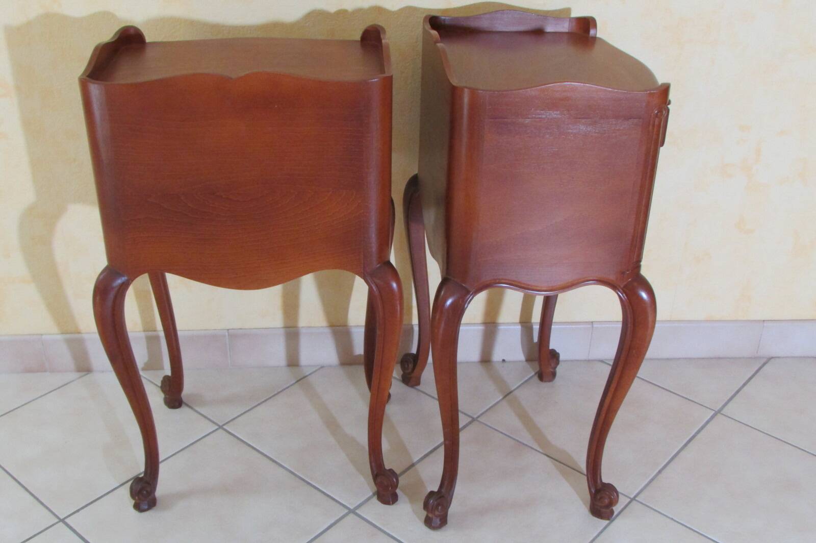 Pair of cherry wood bedside tables, Louis XV style