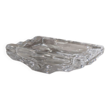 Large Vintage Clear Crystal Glass Ashtray by Sevres France - Structured Glass, 1970s French Table Decor