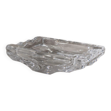 Large Vintage Clear Crystal Glass Ashtray by Sevres France - Structured Glass, 1970s French Table Decor