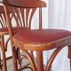 Mid-Century Thonet Style Bar Stools: Red Faux Leather Seat, Set of 2