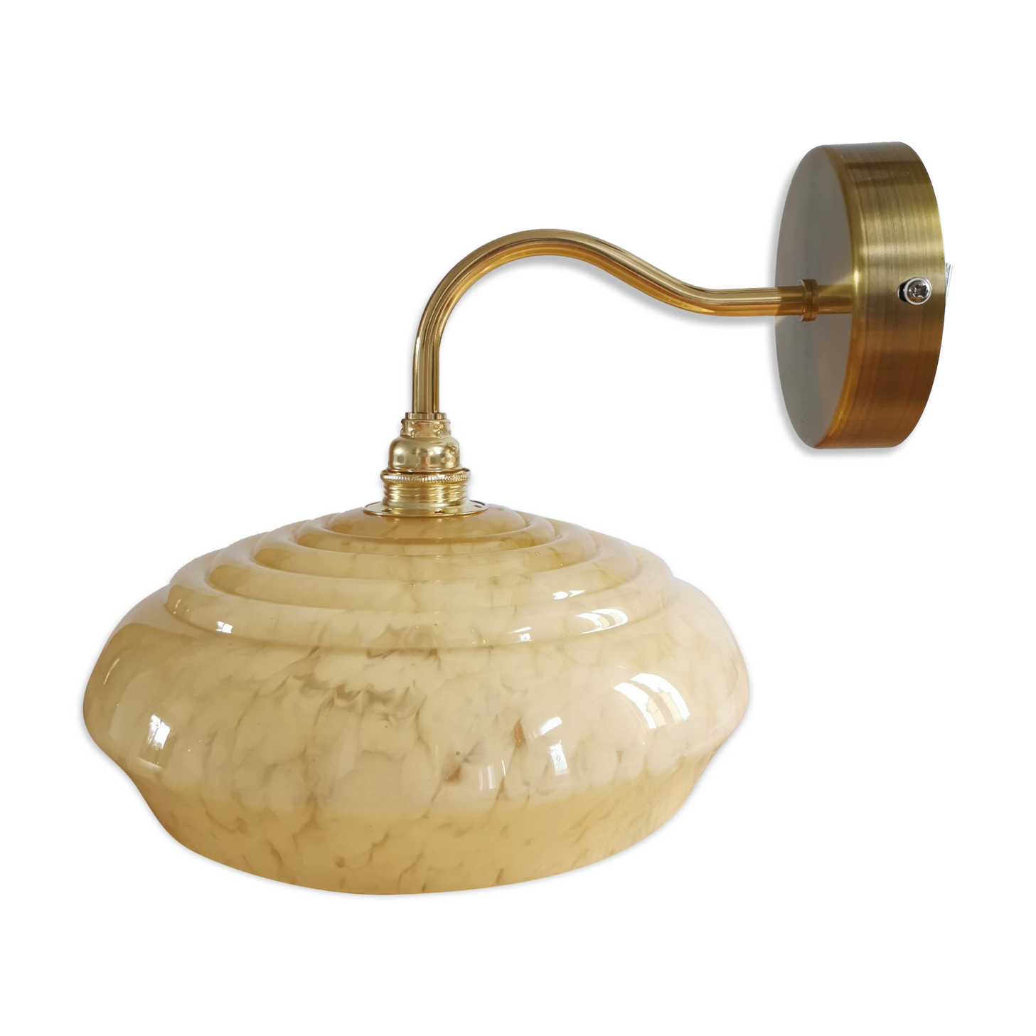 Vintage lampshade wall lamp in yellow Clichy glass