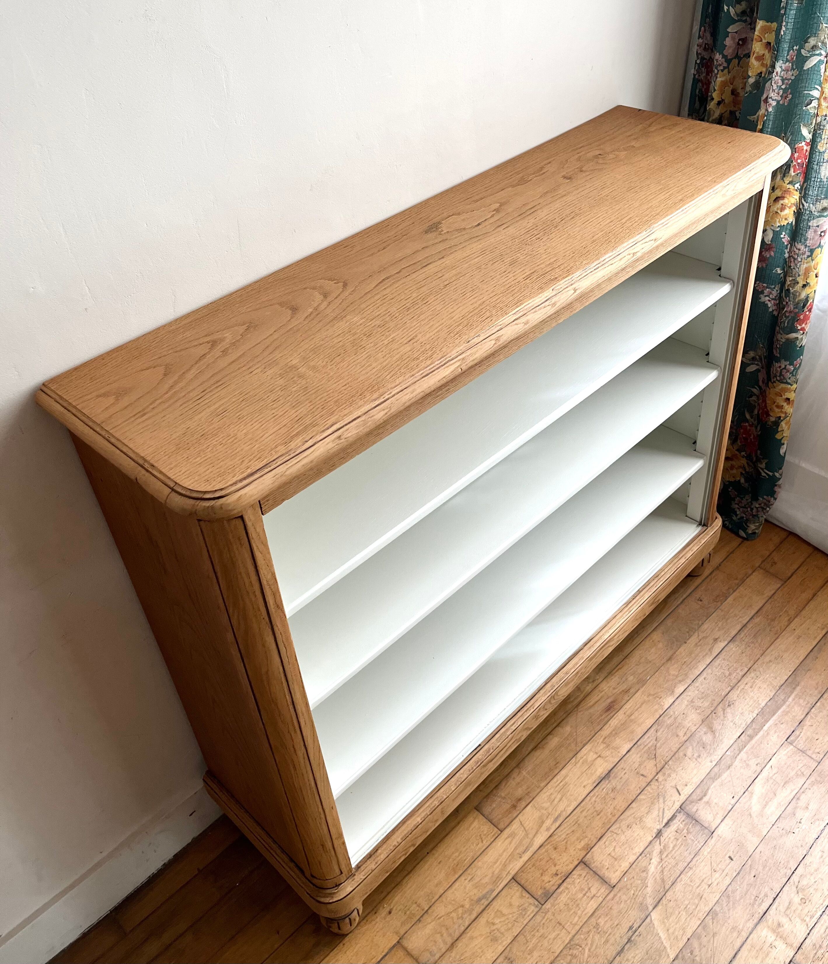 Low oak bookcase