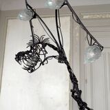Brutalist sculptural wrought iron Dragon floor lamp, France