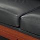3-seater black cow leather sofa in timeless Art Deco design