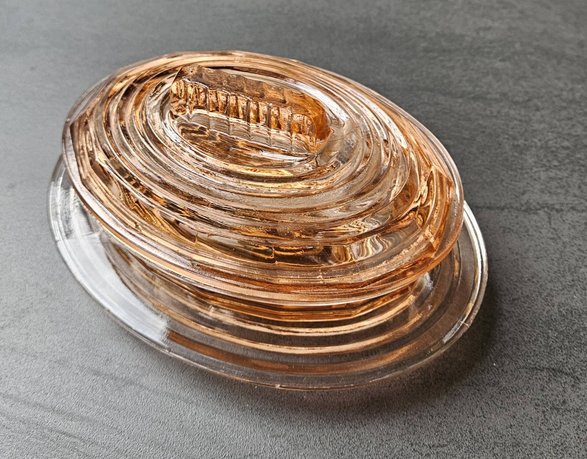 Rosaline glass butter dish: Art Deco