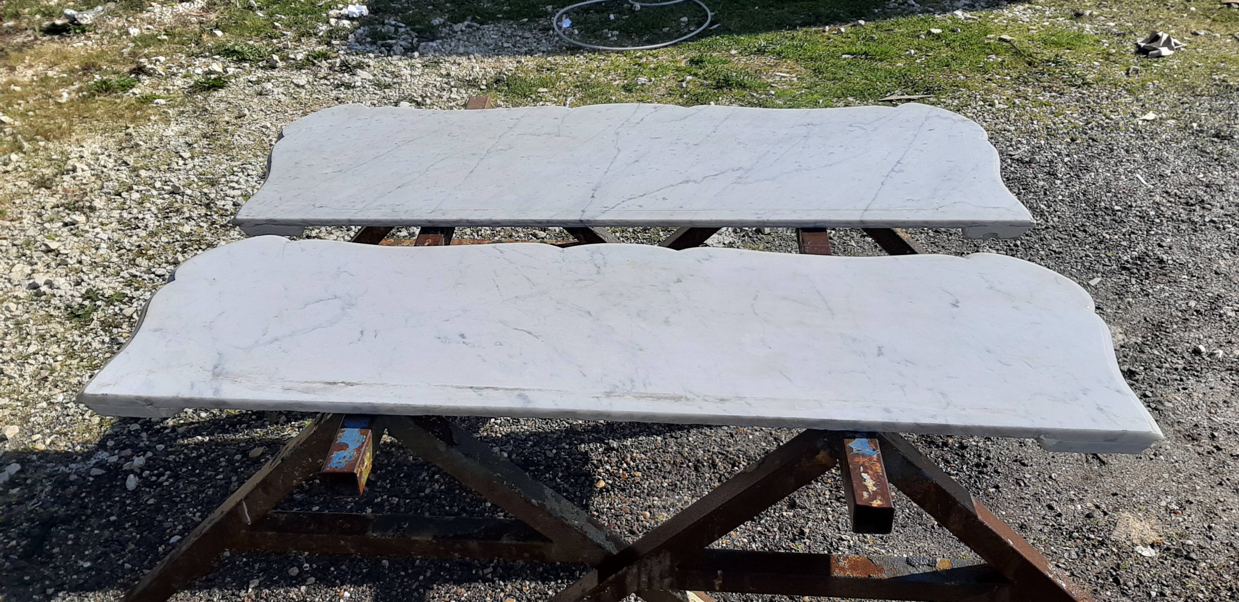 Pair of White Marble Shelves