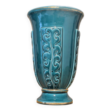 Ocean blue Verceram vase — French art ceramics
