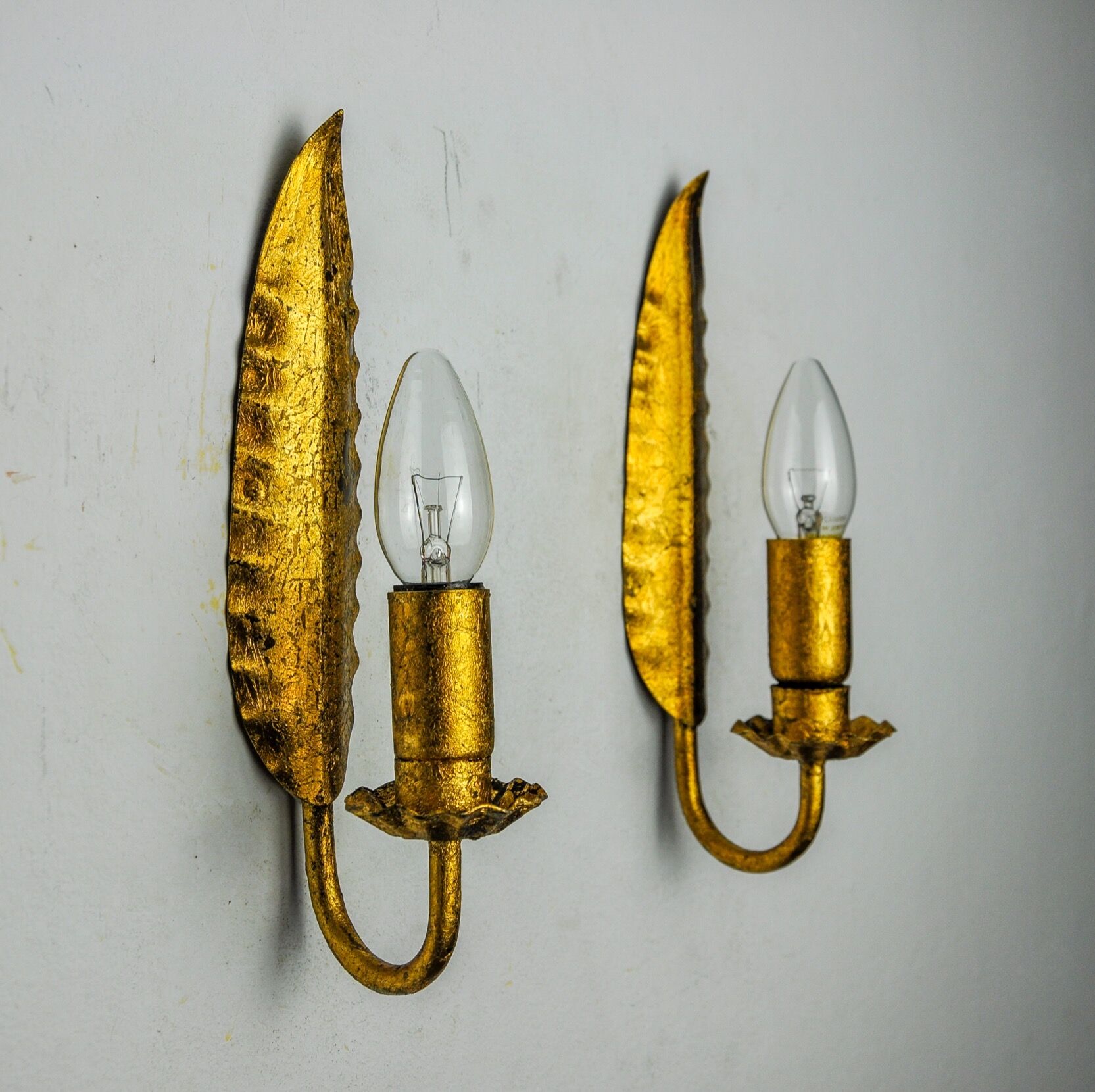 Pair of "leaf" sconces by Ferro Arte, Spain, 1960