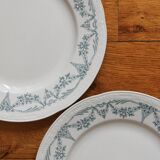 2 assiettes à dessert en terre de fer "Louis XVI" U&C Sarreguemines