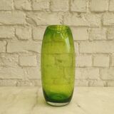 Vintage green bubble glass cylindrical vase - Scandinavian style
