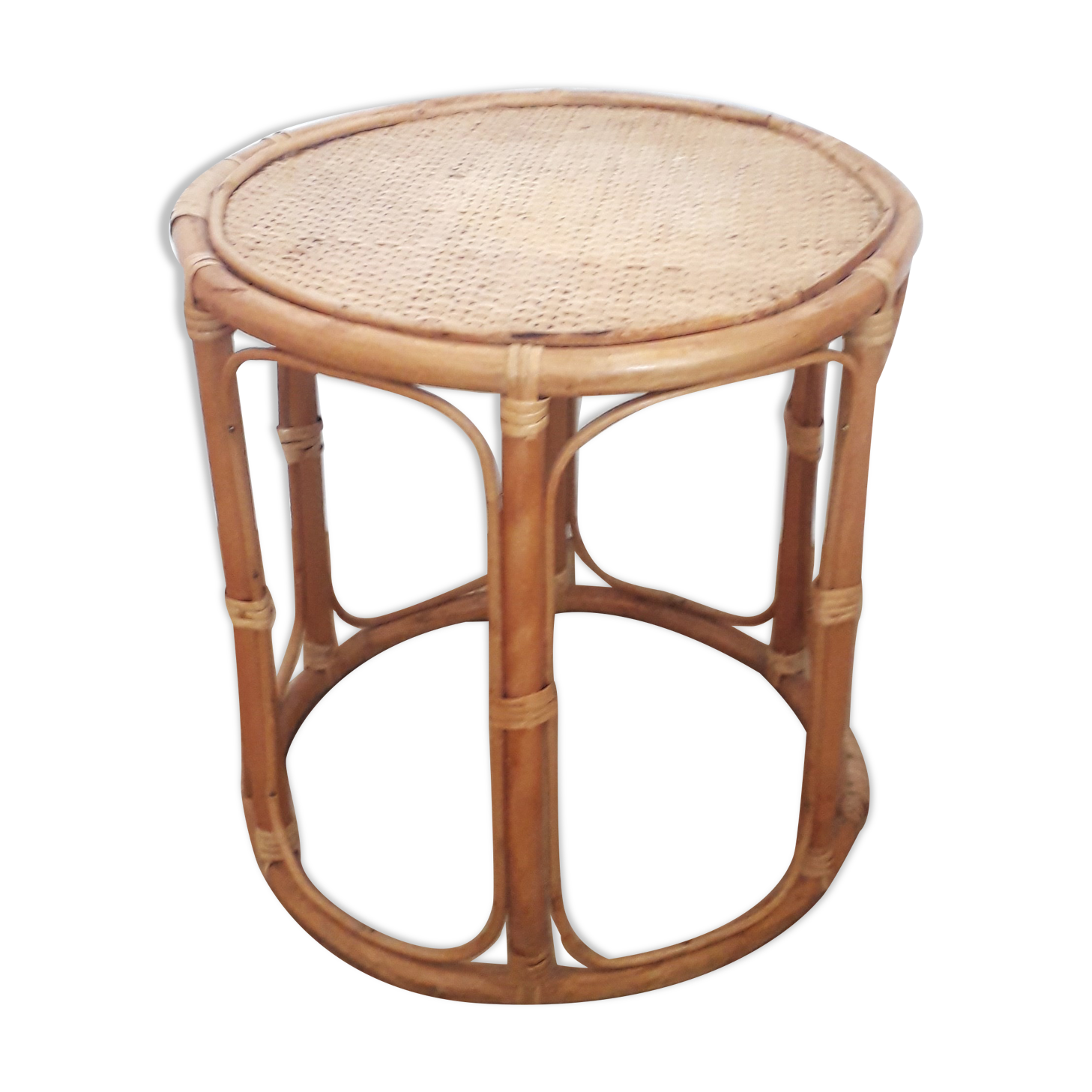 Vintage sofa end / side table - Rotion/ Bamboo - 1980