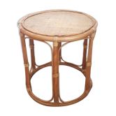 Bout de canapé table d'appoint vintage - rotion/ bambou - 1980