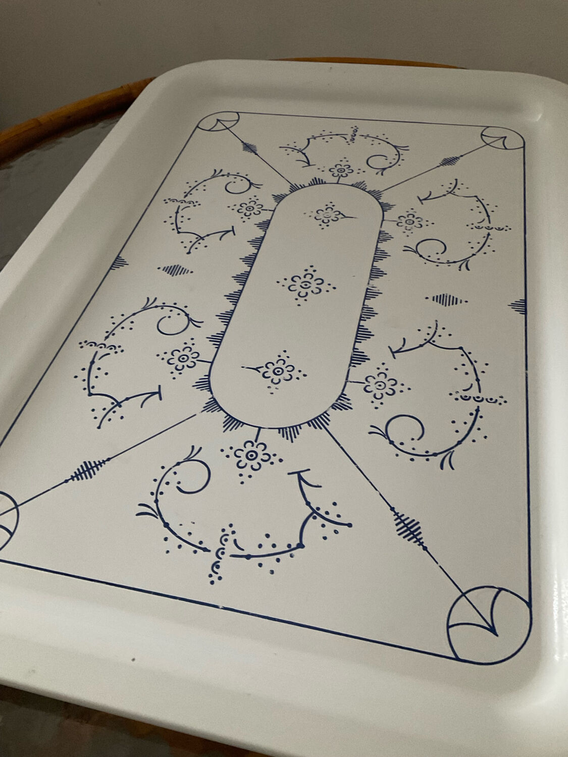 Vintage enameled metal tray