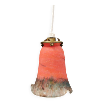 Small, beautiful hanging lamp in Art Deco style with brass top.