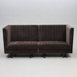 Contemporary 2-Piece Modular Lounge Sofa — Velvet Upholstery — Deep, Relaxe