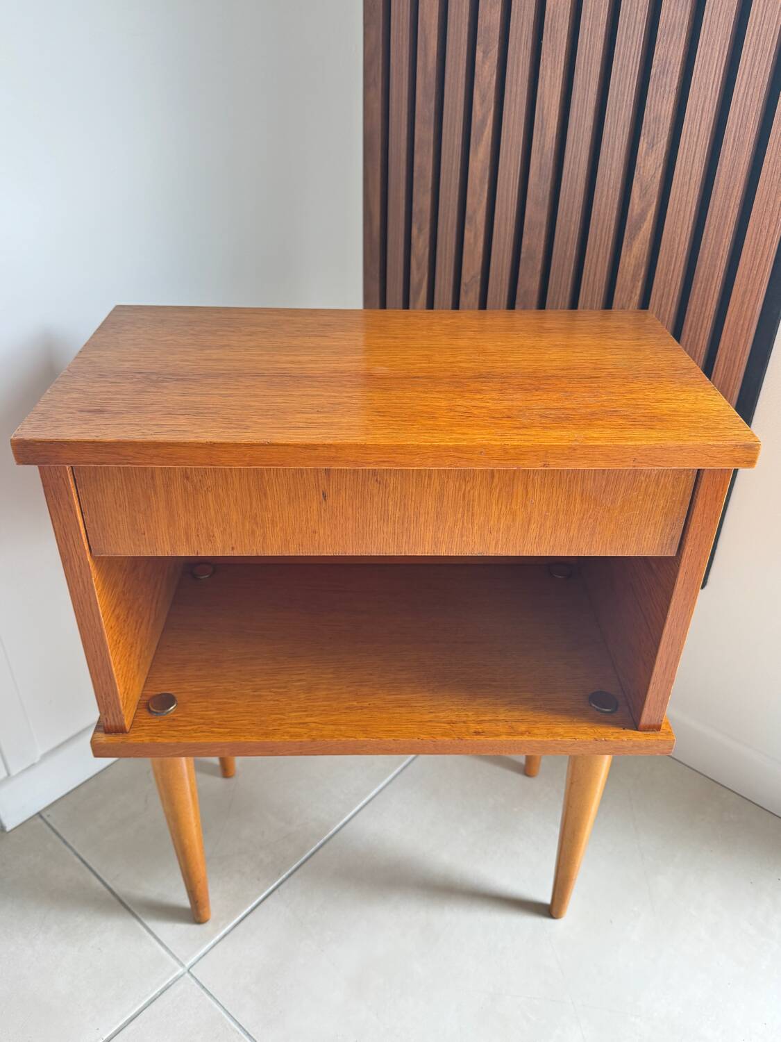 Vintage light wood bedside table