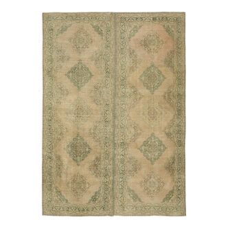 Handmade oriental 1980s 281 cm x 397 cm beige wool carpet
