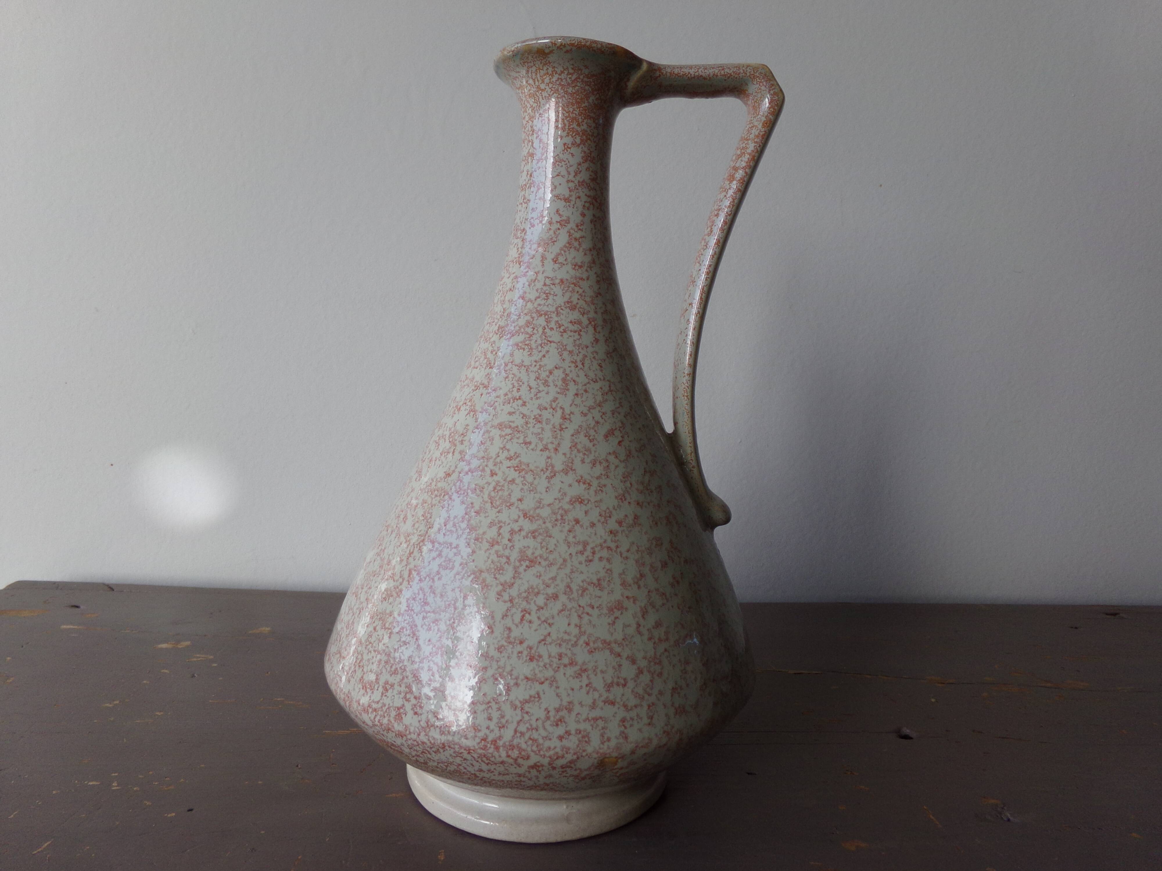 Glazed ceramic handle pitcher Fournier Demars