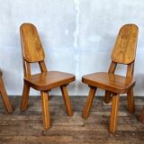 Brutalist pine chair 1970 Seltz style Regain Chapo Perriand vintage design