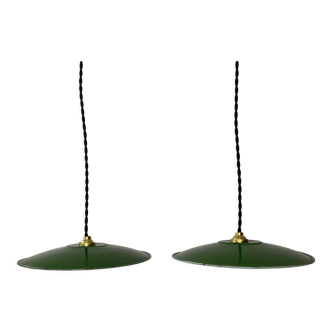 Pair of old vintage enamelled suspensions