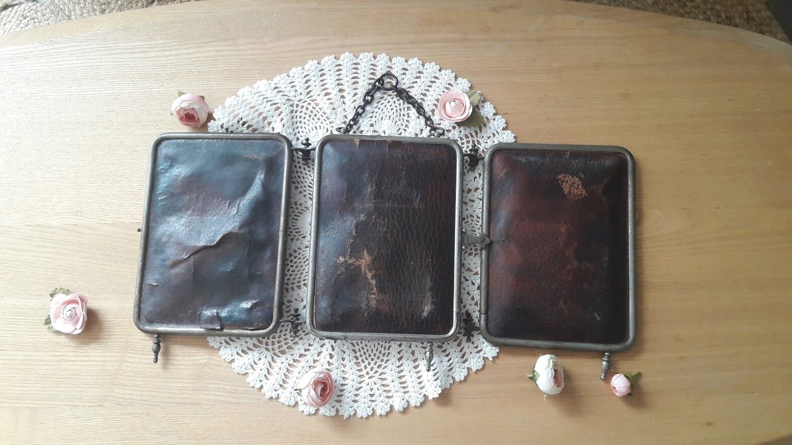 Vintage barber triptych mirror