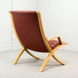 Padded Red Leather High Back AX Lounge Chairs by Hvidt and Molgaard Nielsen