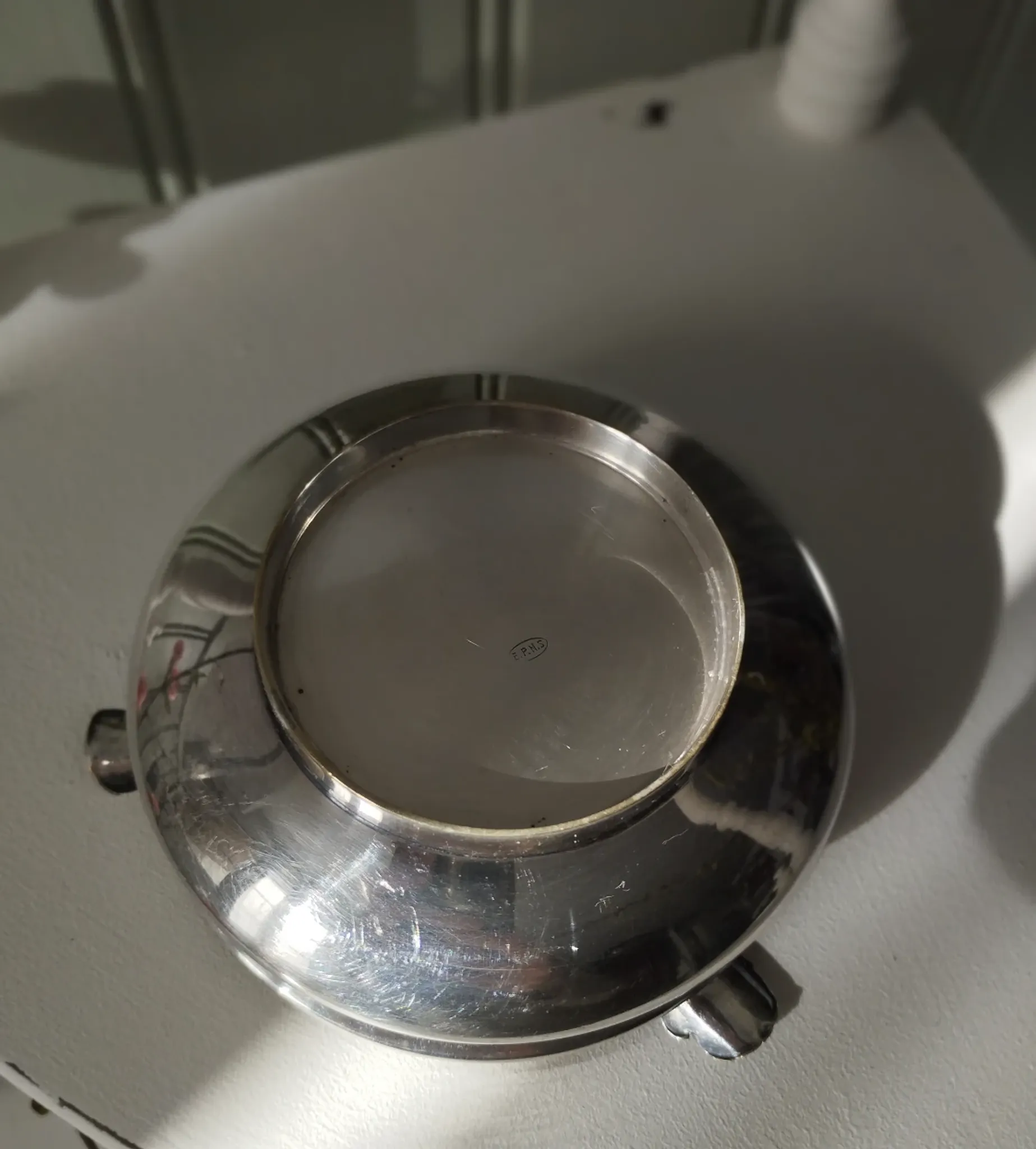 Small antique silver-plated metal ashtray English E.P.N.S.