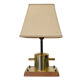 Vintage maritime bollard table lamp made from brass and wood, Netherlands 1970s