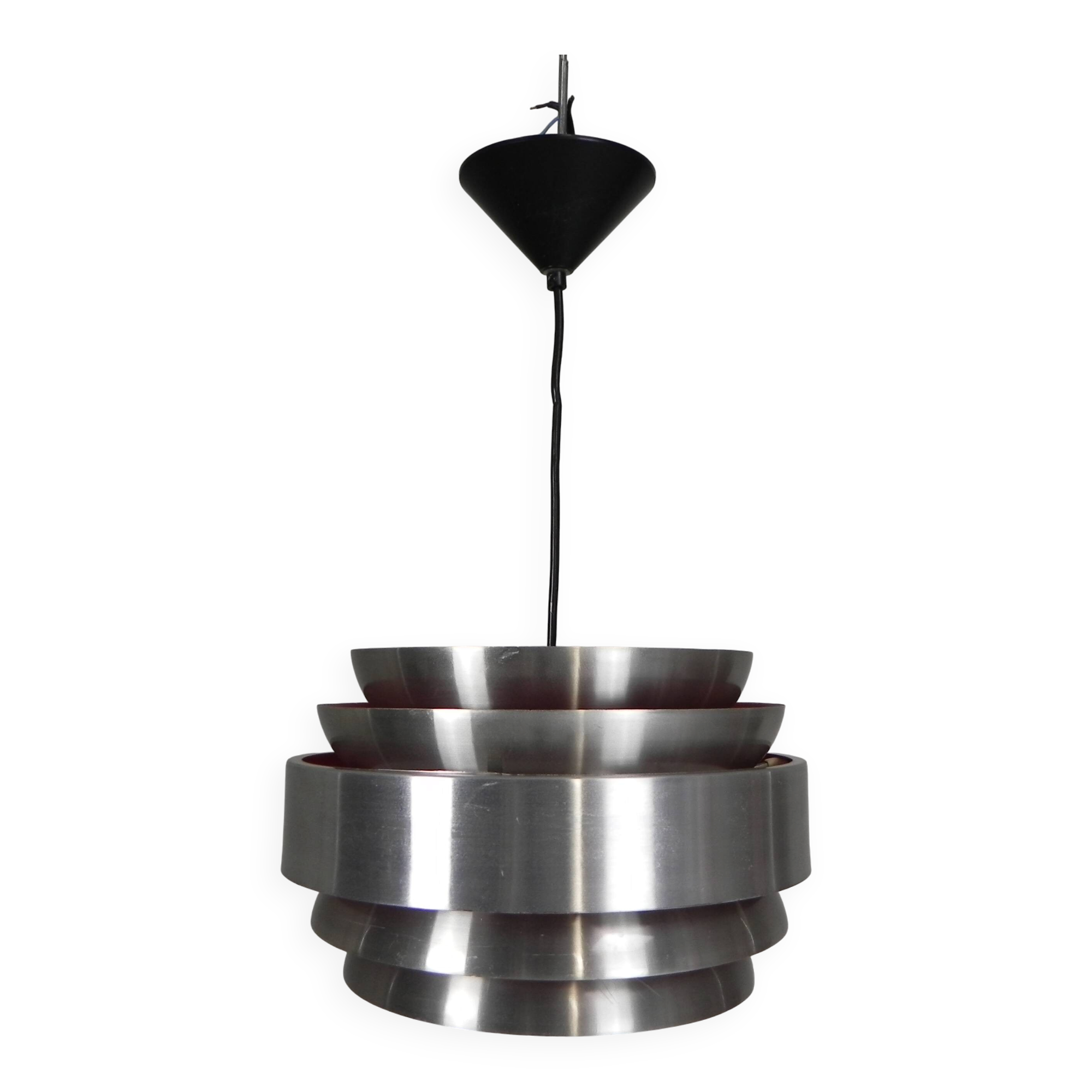 Vintage aluminum pendant lamp, Lakro Amstelveen, 1960s