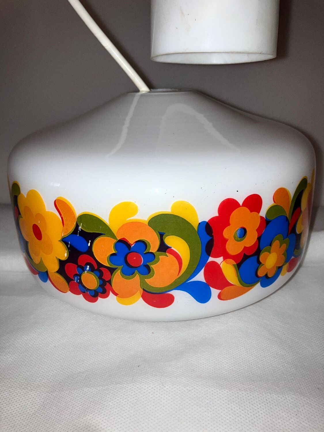 Suspension vintage opaline year 70 floral decoration