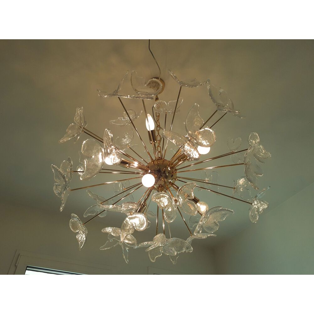 Suspension ovale en verre de murano