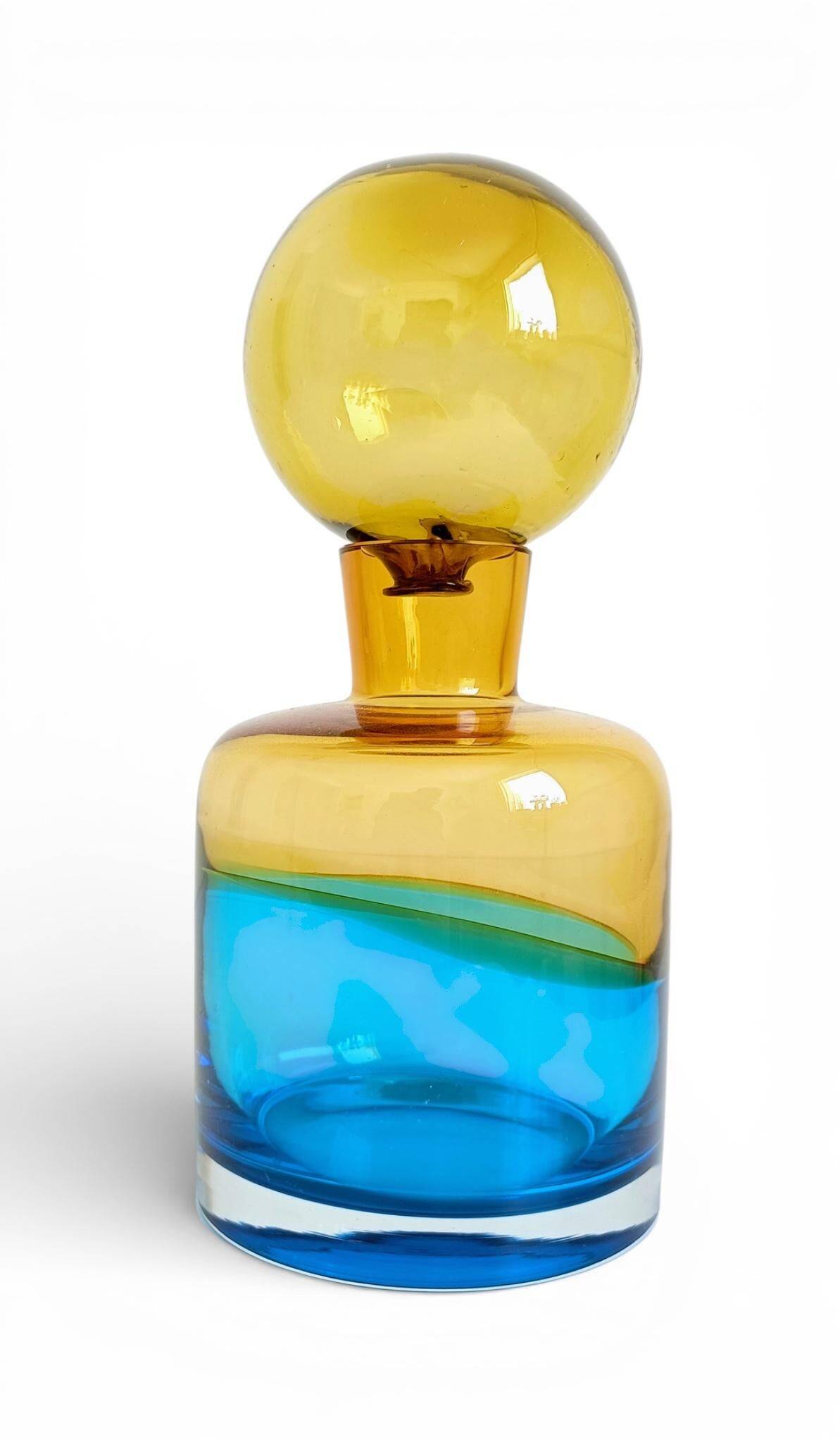Sommerso Murano Art Glass Bottle In The Style of Flavio Poli for Seguso