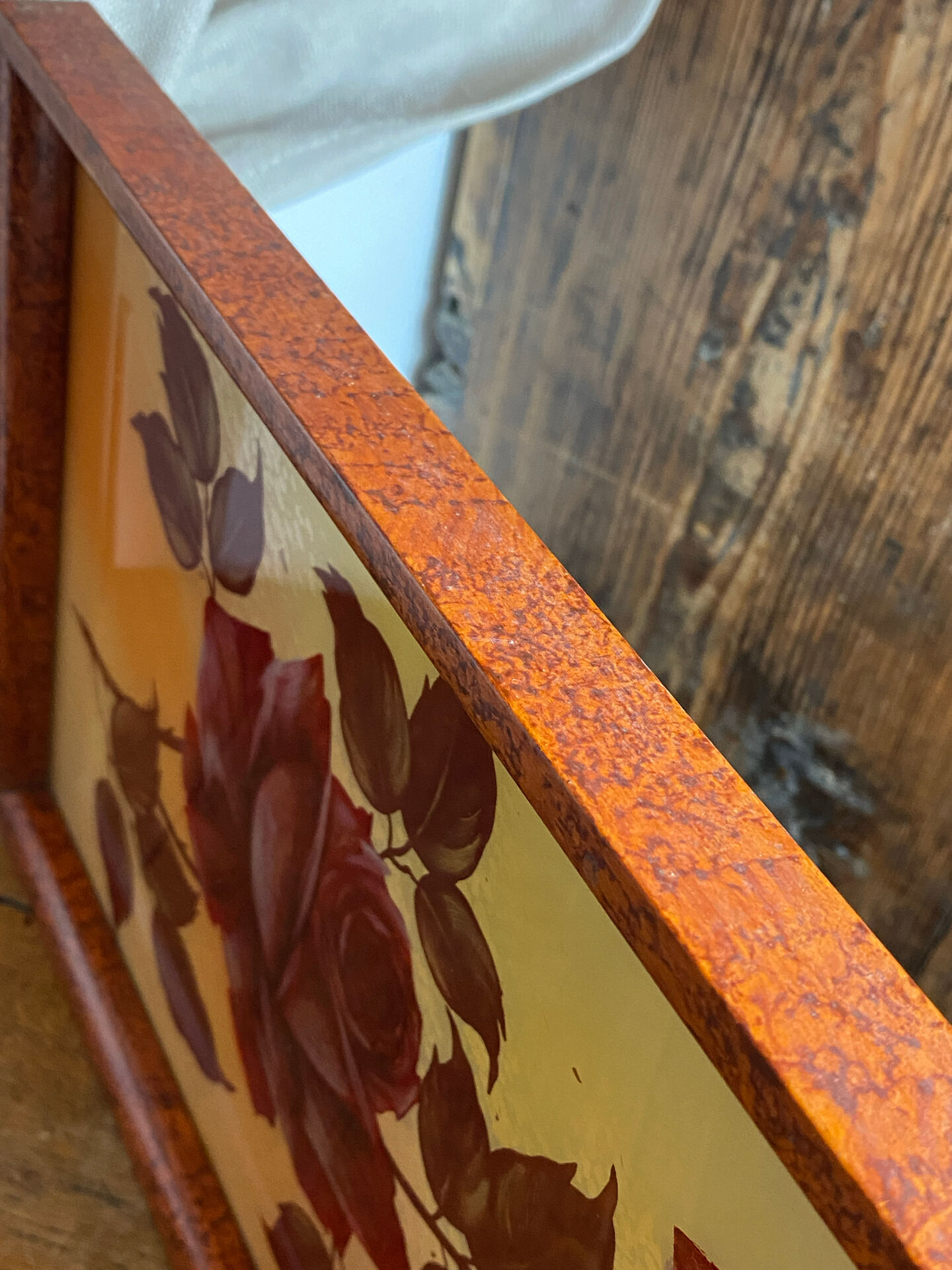 Plateau en bois, décor floral, Art déco