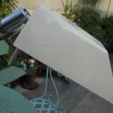 Massive swing desk lamp has two lights and a kneecap