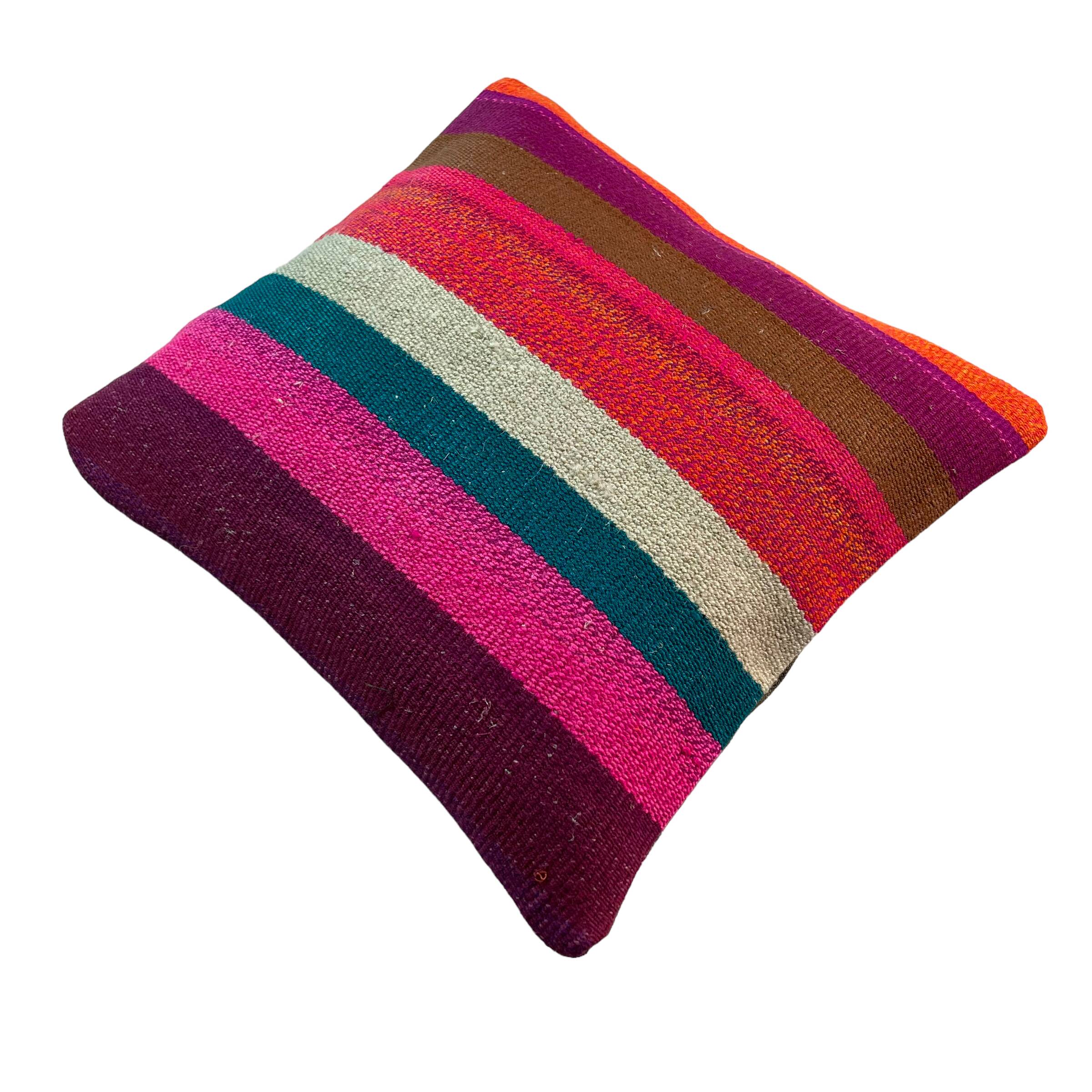 Vintage turkish kilim cushion cover , 40 x 40 cm