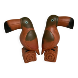 Pair of wooden zoomorphic bird bookends