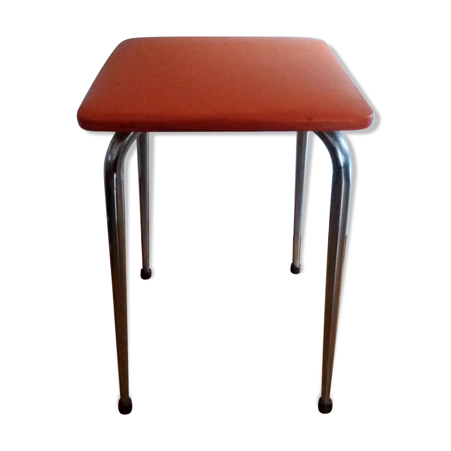 Tabouret orange pieds compas