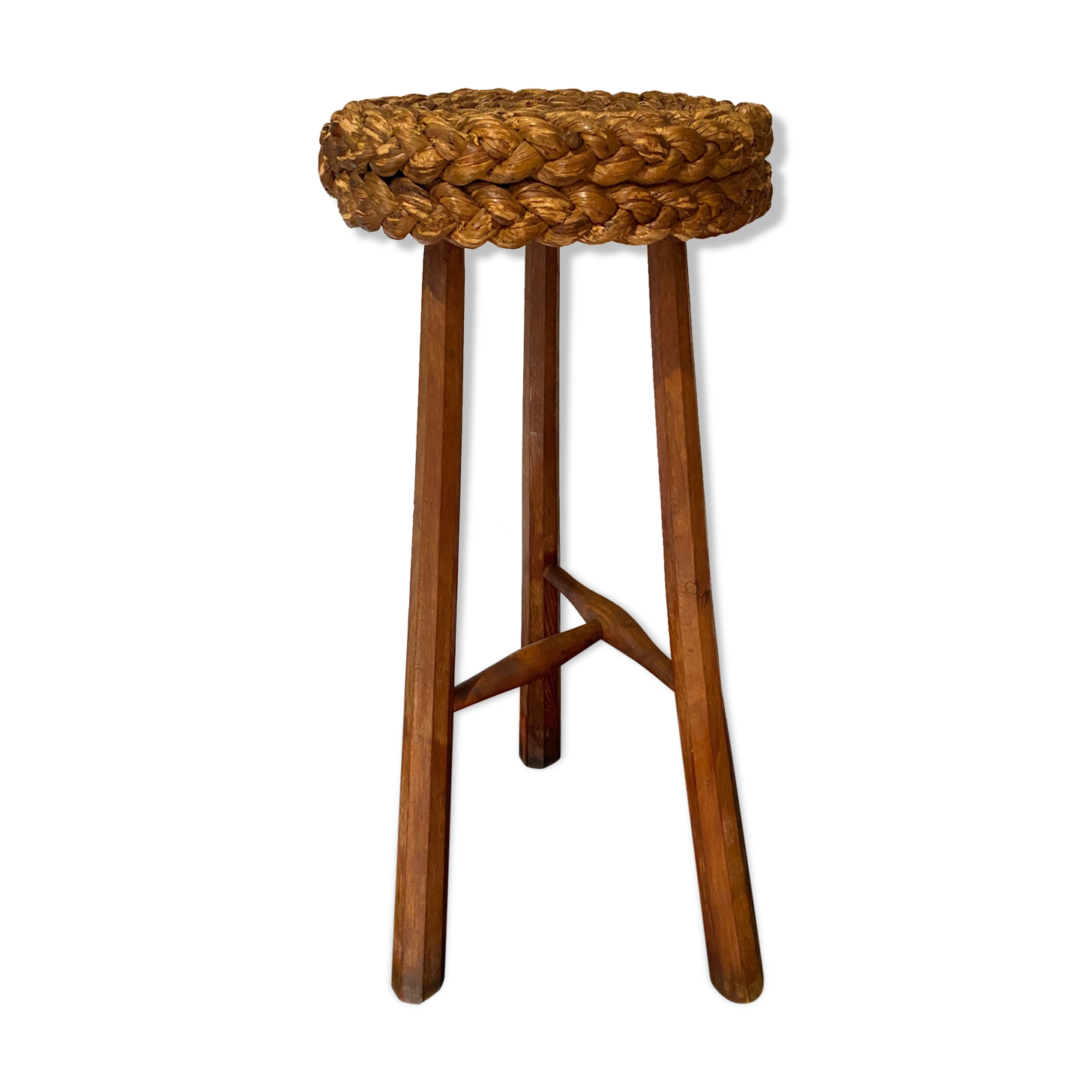 Raffia bar stool braided 1960