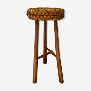 Raffia bar stool braided 1960