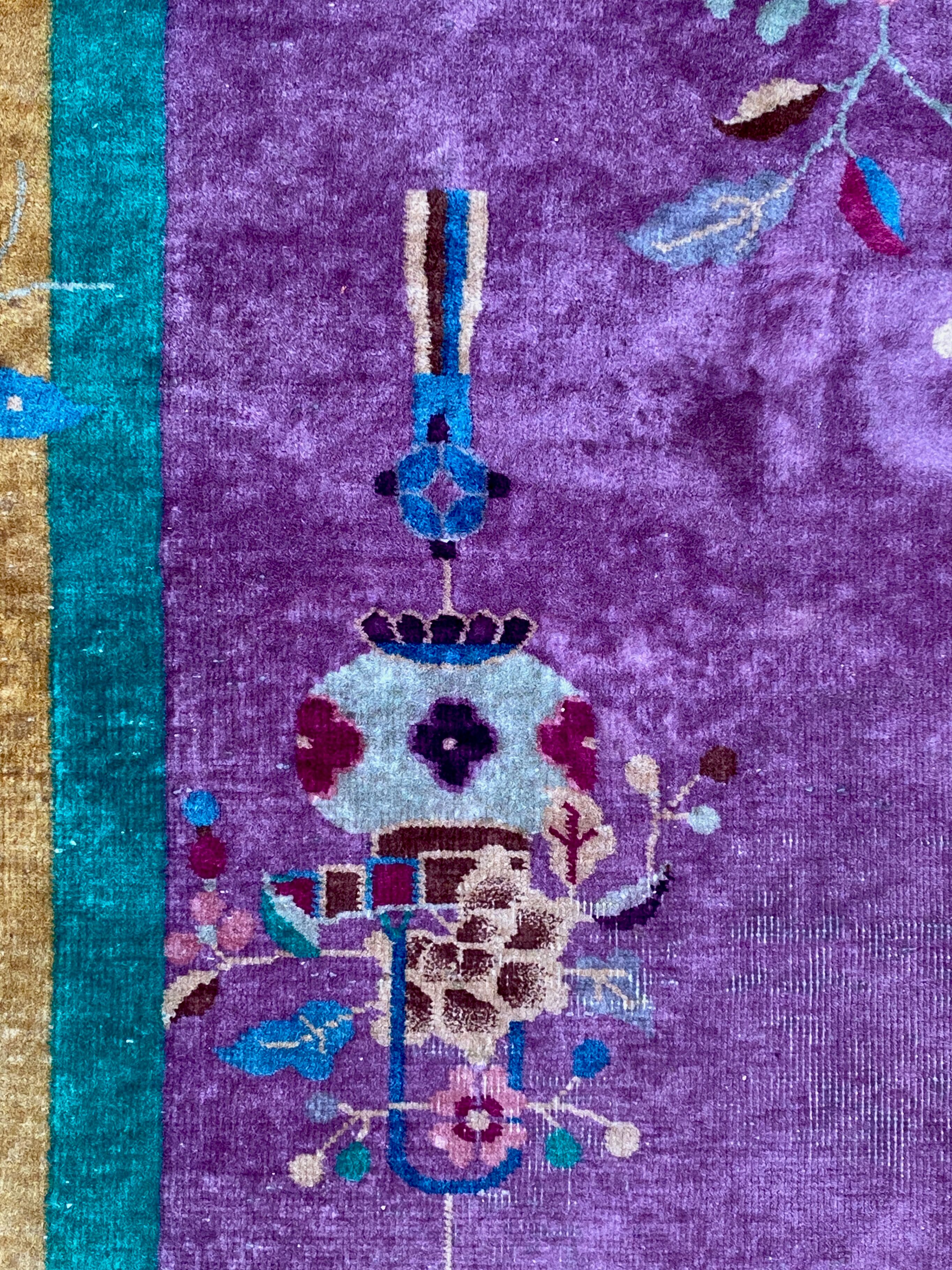 Chinese carpet in pure wool. Old 1920 . 272cm x 342cm