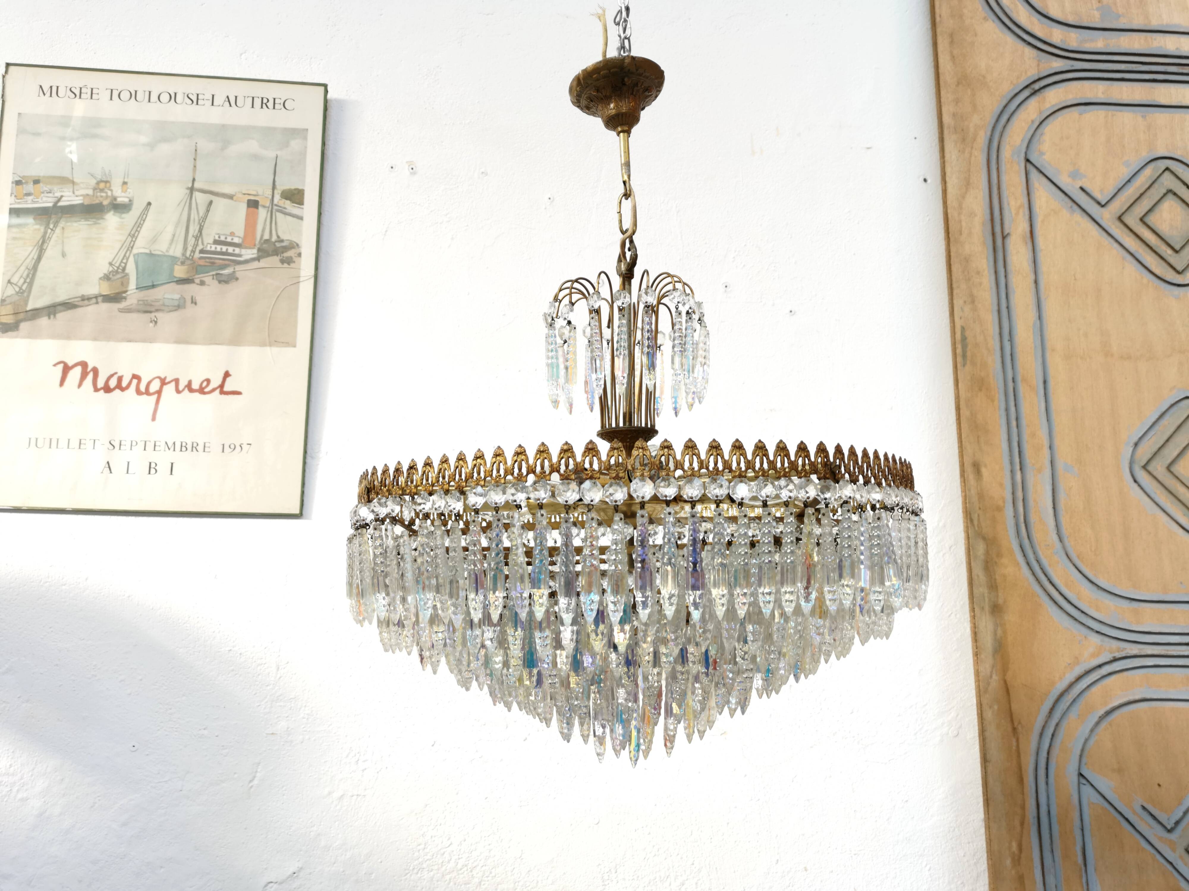 Vintage chandelier 8 lights and brass