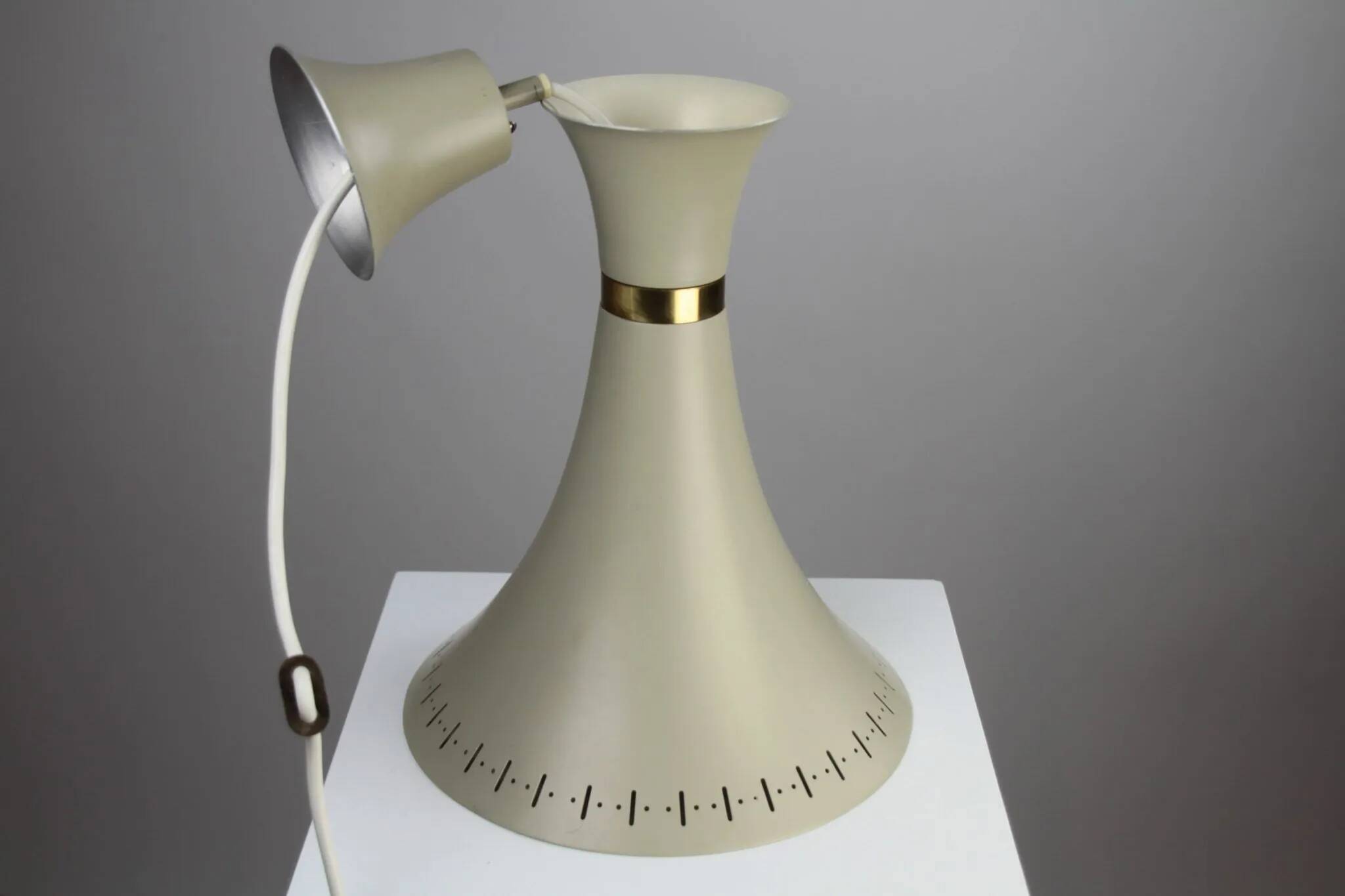 Light Grey Metal Pendant Lamp – Diabolo Shape, Scandinavia, 1960s