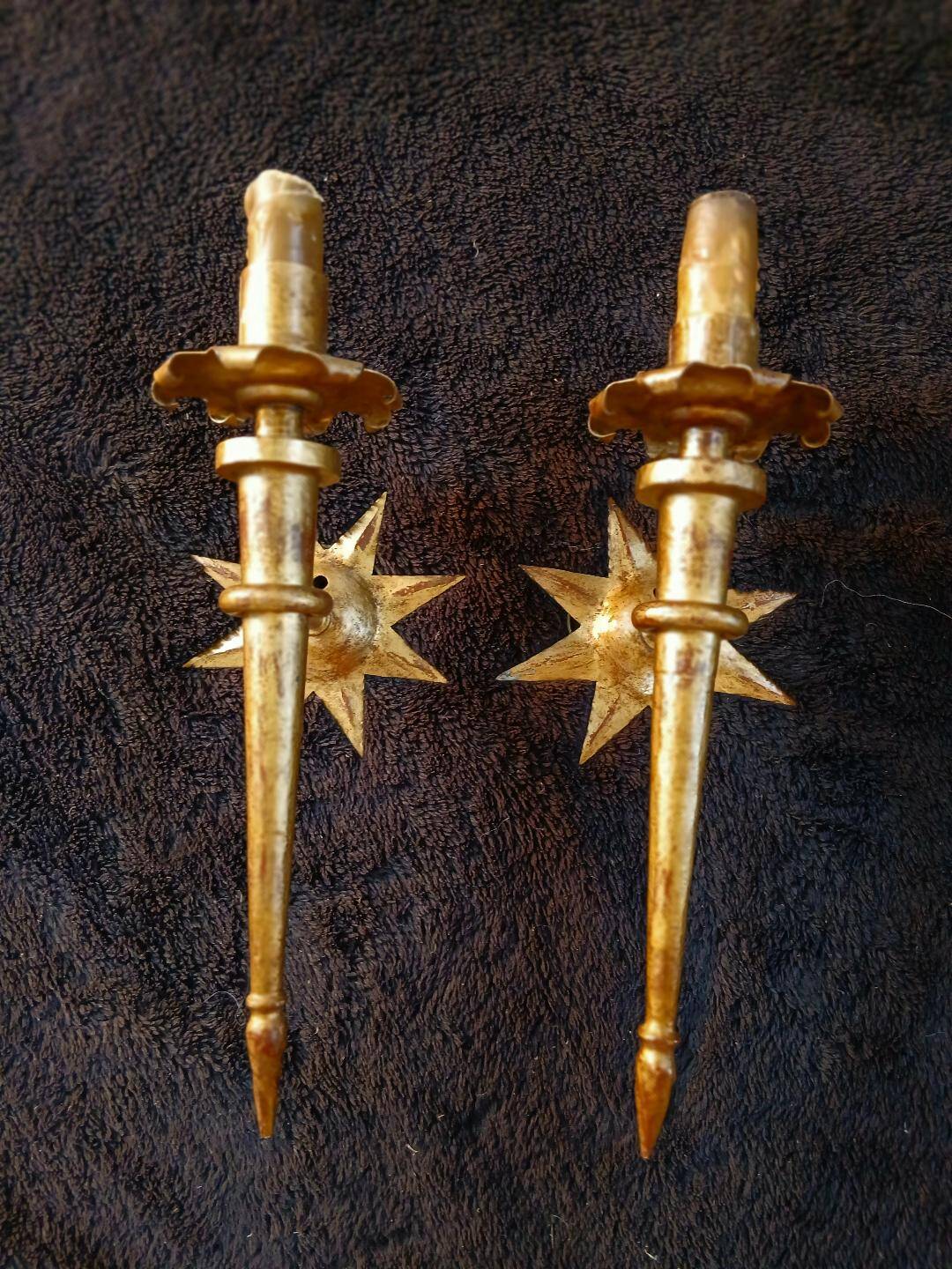 splendid set of gilded iron wall sconces by Gilbert Poillerat