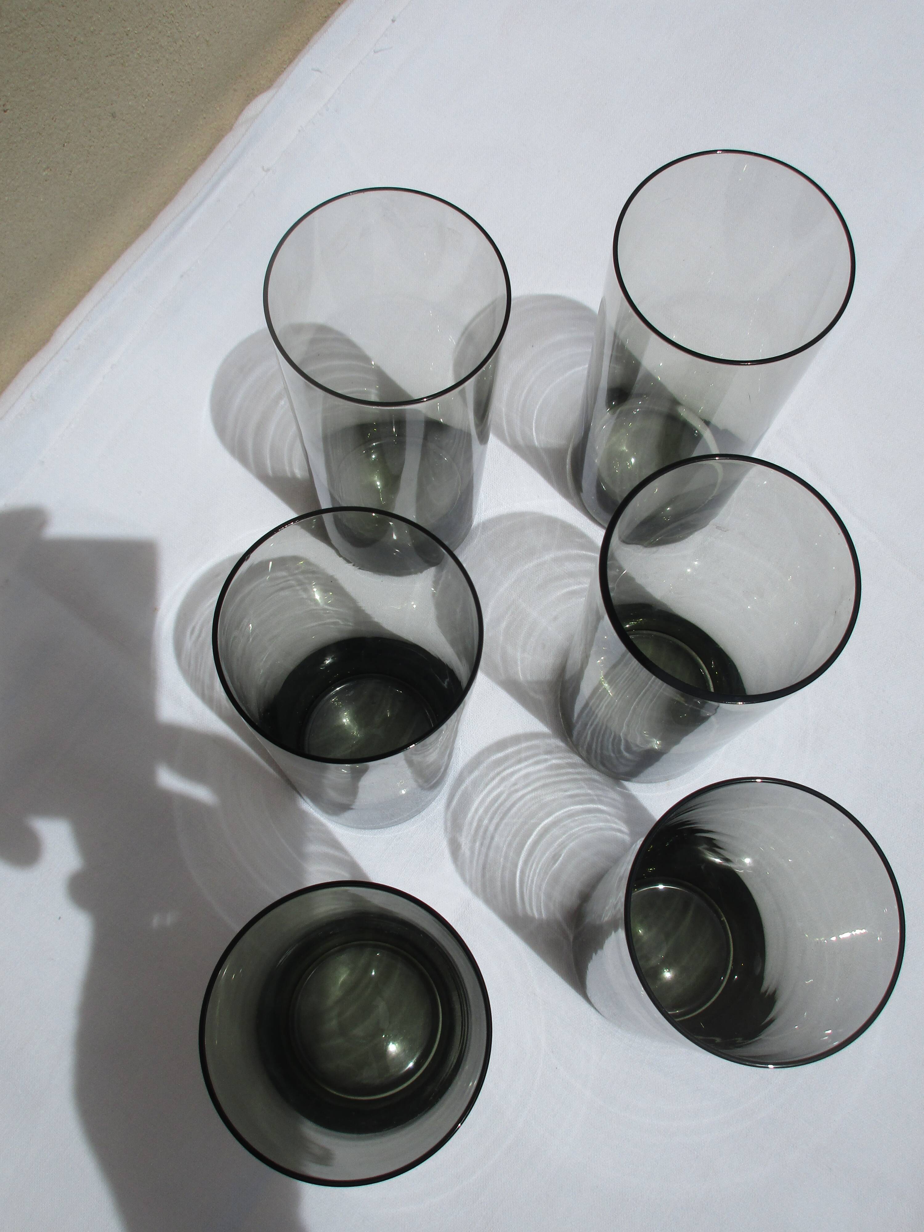 Set of 6 glasses glass tube smokes