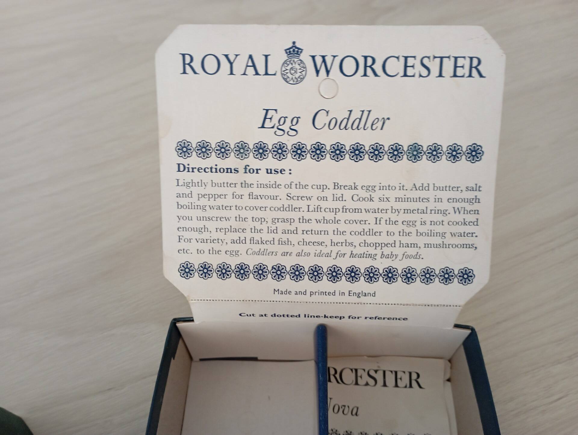 Cooked royal worcester egg