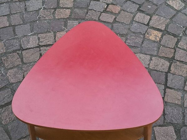 Table de salon tripode double plateaux Hugues Steiner Bow Wood