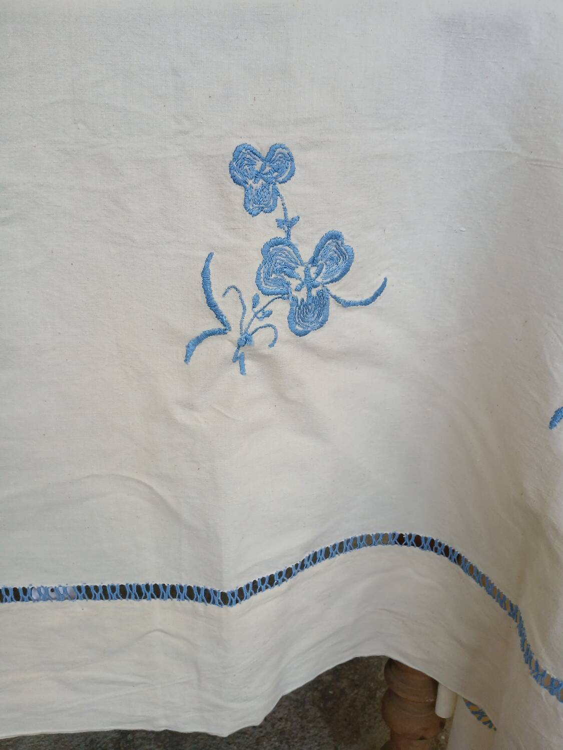 Antique linen/mixed sheet with embroidery