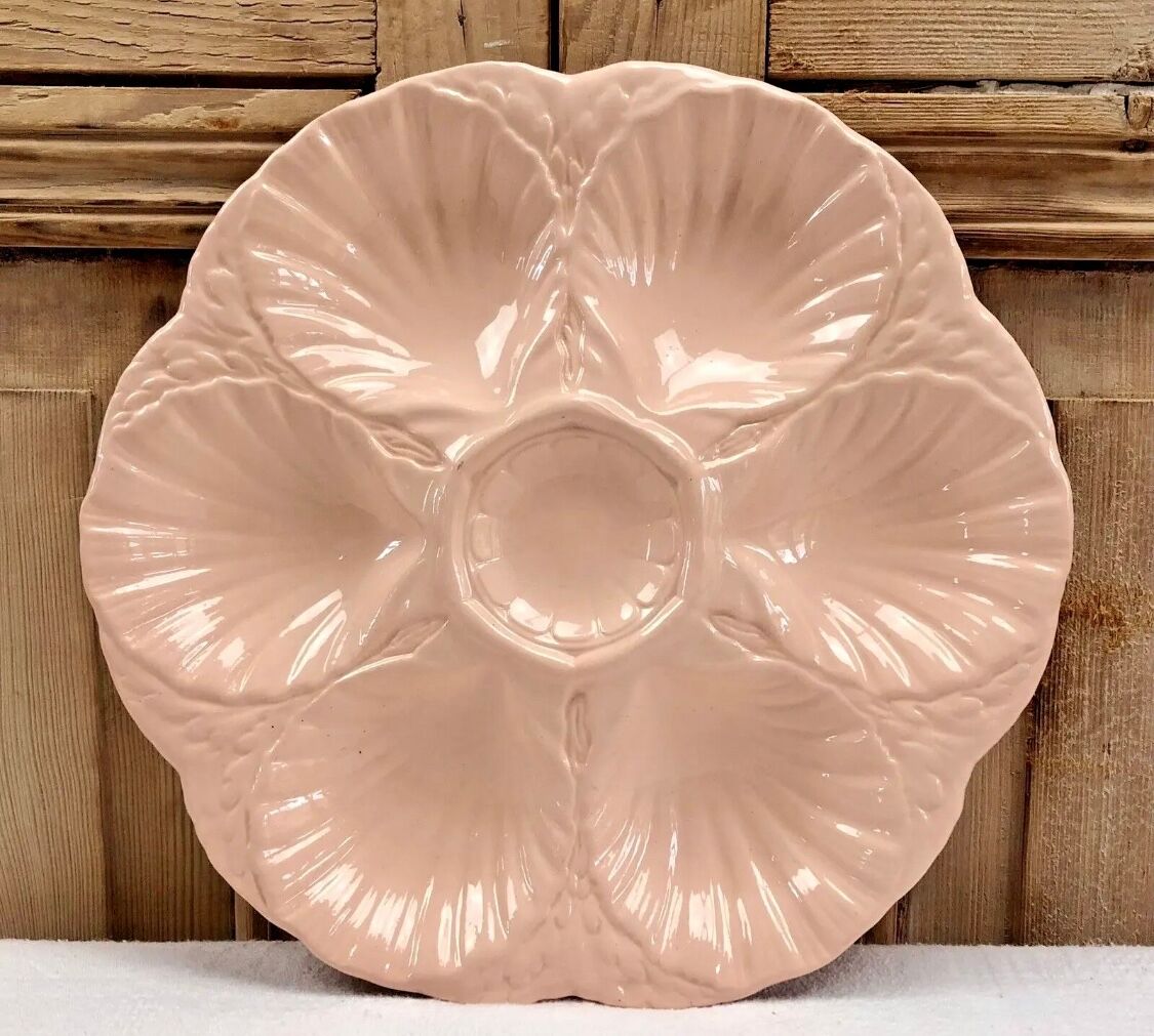 2 old plates oysters slip Digoin Sarreguemines
