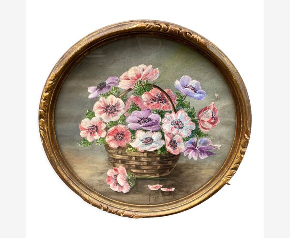 Aquarelle sur papier a euget-barry nature morte bouquet de fleurs xxe