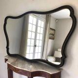 Grand miroir horizontal ancien bois naturel mouluré